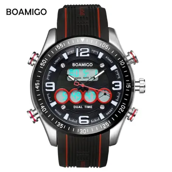 

BOAMIGO Brand Men Sports Watches Fashion Quartz Rubber LED Digital Wristwatches Water Resistant relogio masculino Reloj Hombre