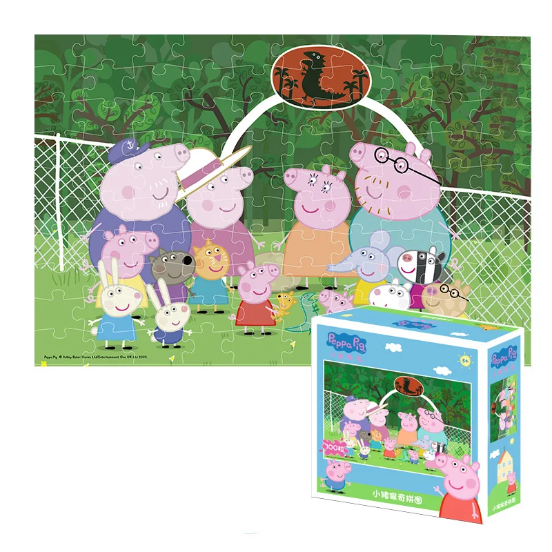 Peppa Джордж свинка головоломка обучающая игрушка Peppa Семья Друзья вечерние с героями мультфильмов детские игрушки-головоломки Рождественский подарок - Цвет: 100 PCS  C