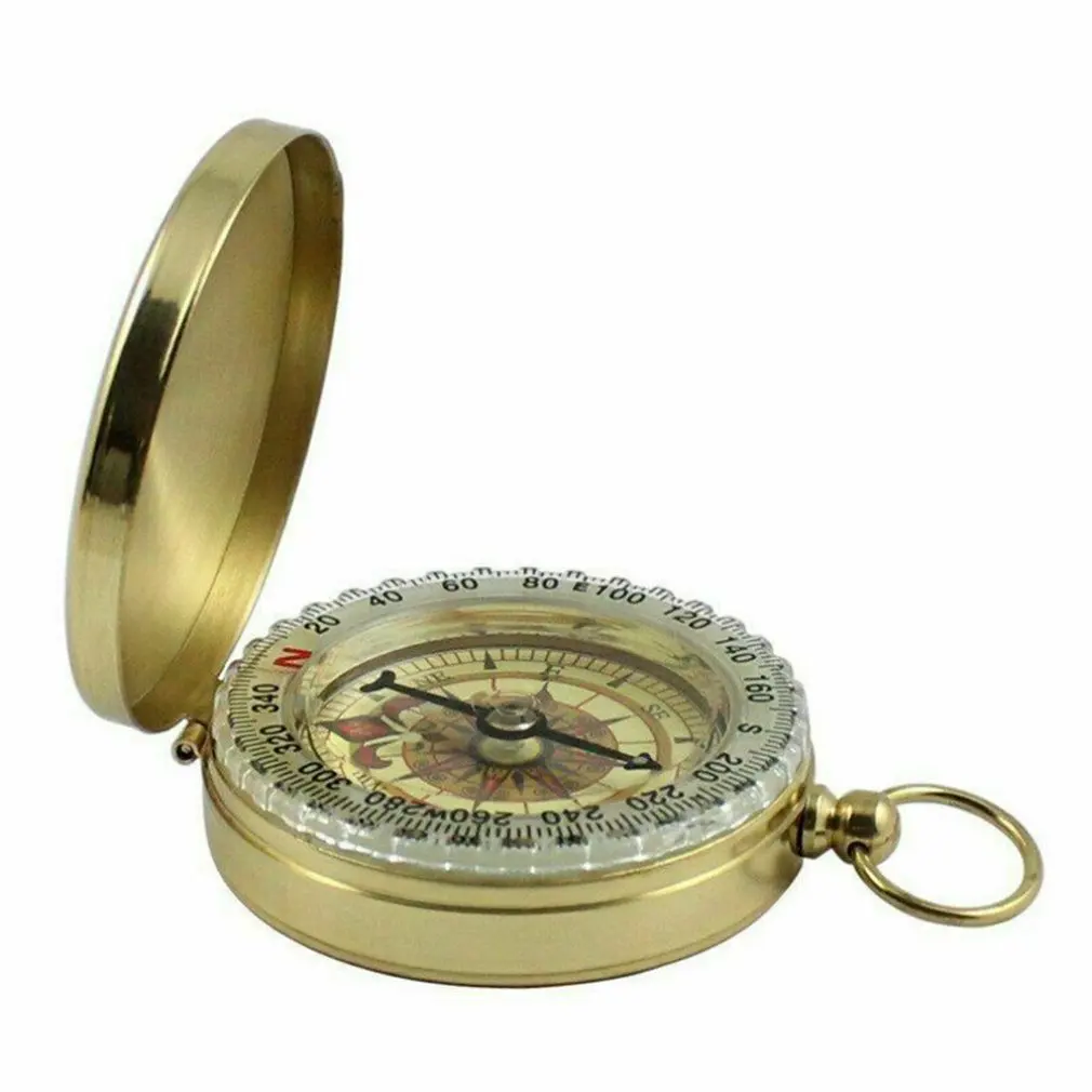

Outdoor Camping Archaeology Adventure Navigation Instrument Portable Luminous Compass Brass Key Chain Compass