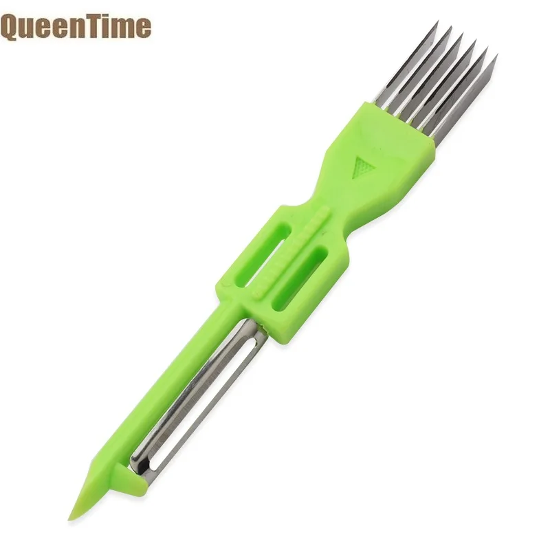 

QueenTime 3in1 Scallion Cutter Julienne Peeler Potato Eye Remover Stainless Steel Slicer Grater Fruit Vegetable Kitchen Tools