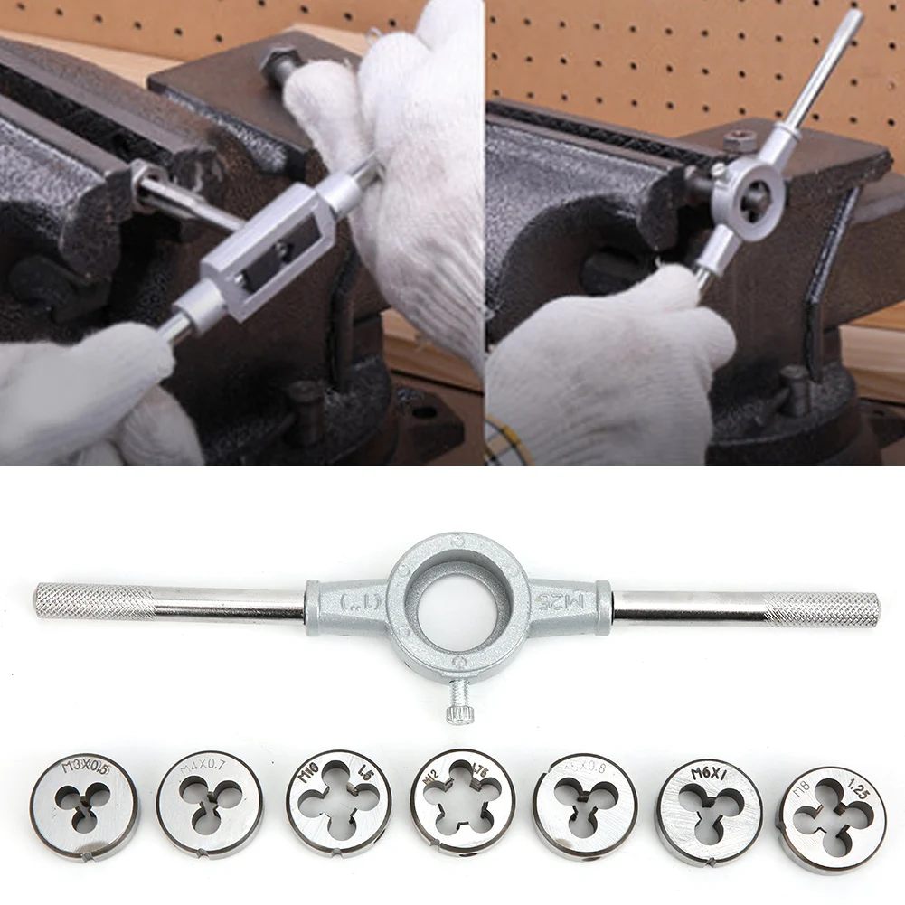 

8Pcs Alloy Steel Die Wrench Hinge Set Wrench Manual Tapping Hand Tool Hardware Accessory Metric