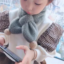 Корейская овечья шерсть, однотонные, мягкие, теплые, Осень-зима, толстые, дети, мальчики, девочки, перекрестные кольца шали шарфы, аксессуары-LHC