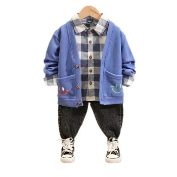 

New Spring Autumn Baby Girl Cartoon Clothes Children Boys Jacket Shirt Pants 3Pcs/set Toddler Fashion Costume Infant Tracksuits