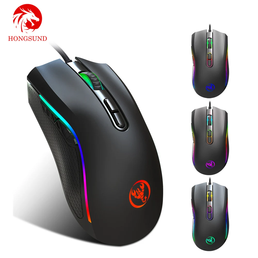 Игровая мышь Hongsund Модернизированная версия RGB Light 7200DPI макро программируемый 7