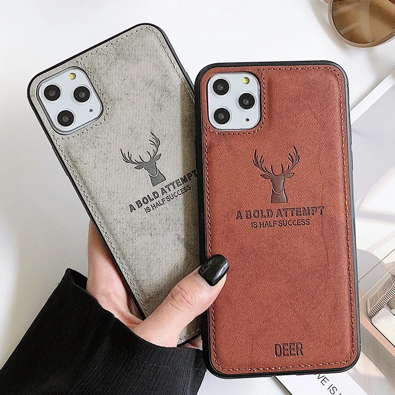 Roc Joan Cloth Deer Case For iPhone 12 Mini 11 Pro Max 7 8 Plus X XR XS 6 6S Cover Vintage Business Soft TPU Back Coque | Мобильные