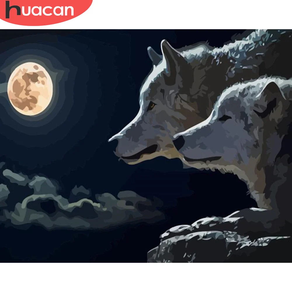 HUACAN DIY картины по номеру волка наборы ручная роспись картина Искусство Живопись