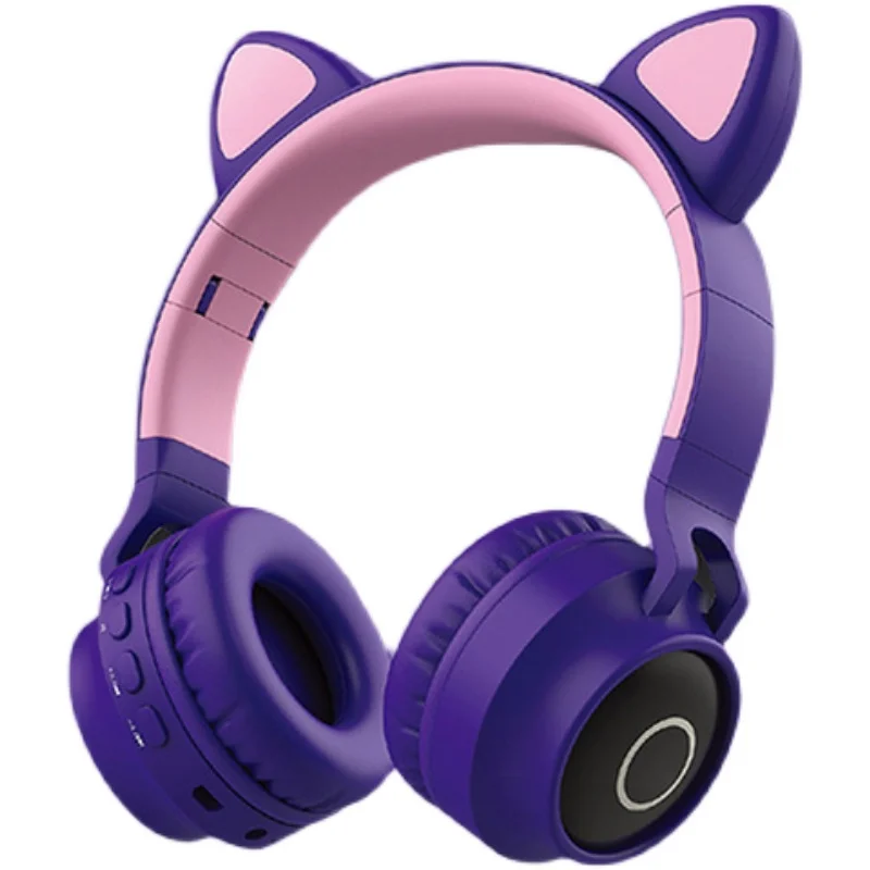 New Arrival LED Cat Ear Noise Cancelling Headphones Wireless Young People Kids Headset Support TF Card 3.5mm Plug With Mic | Электроника