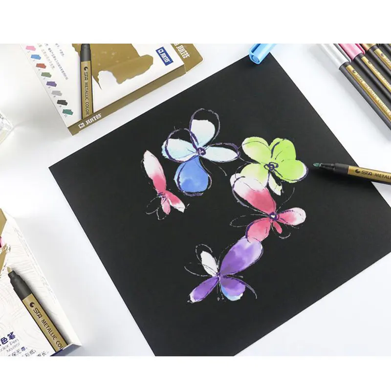 Sta 10 цветов металлическая метка для надписи картина с каллиграфией Металл Цветные Маркеры керамическое стекло пластиковый для чертежей продукты Кисть ручка