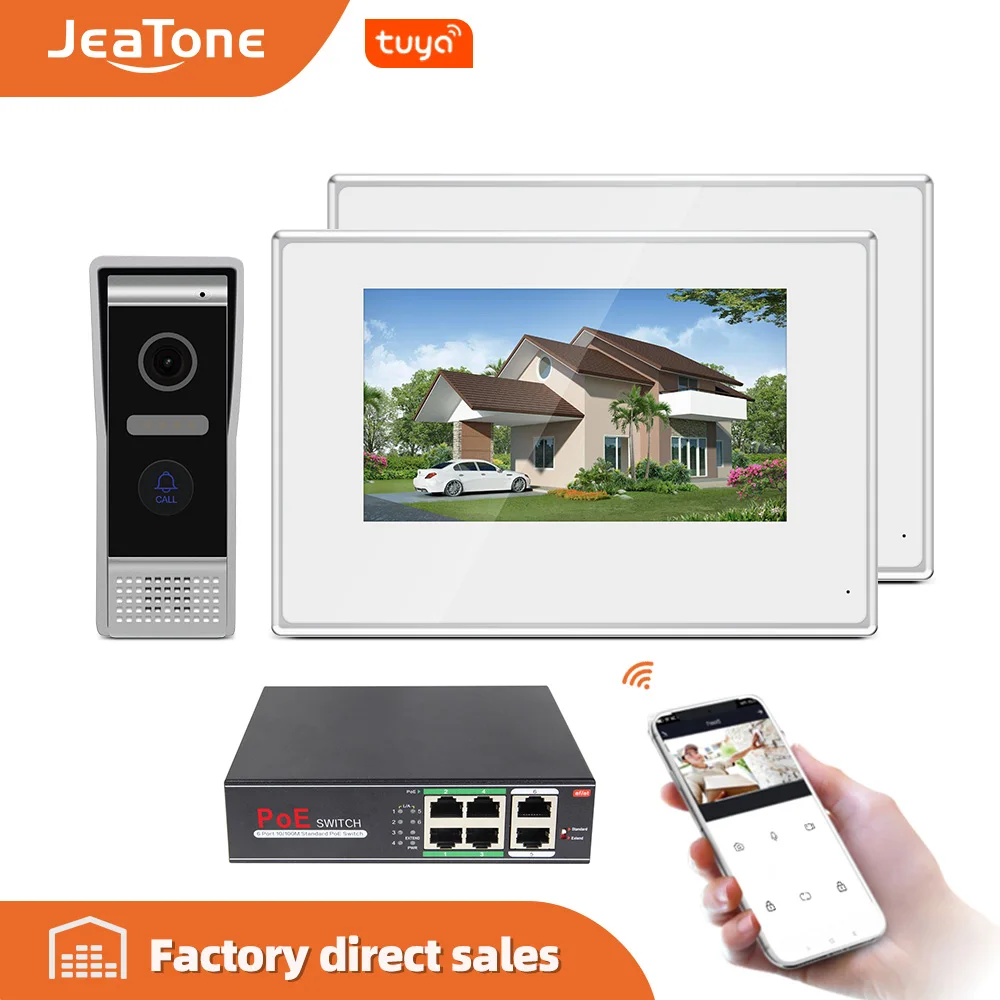 Jeatone 7-дюймовый вилла WIFI IP видеодомофон система внутренней связи белый цвет