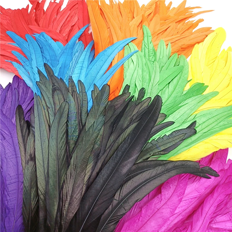 Pheasant Feathers Rooster Feathers Craft Feathers Natural Feathers 50Pcs/Lot 25-30cm Rooster Tail Feathers Colorful Real Pheasant Feather for Crafts Natural Plumes on The Head Carnival Decoration