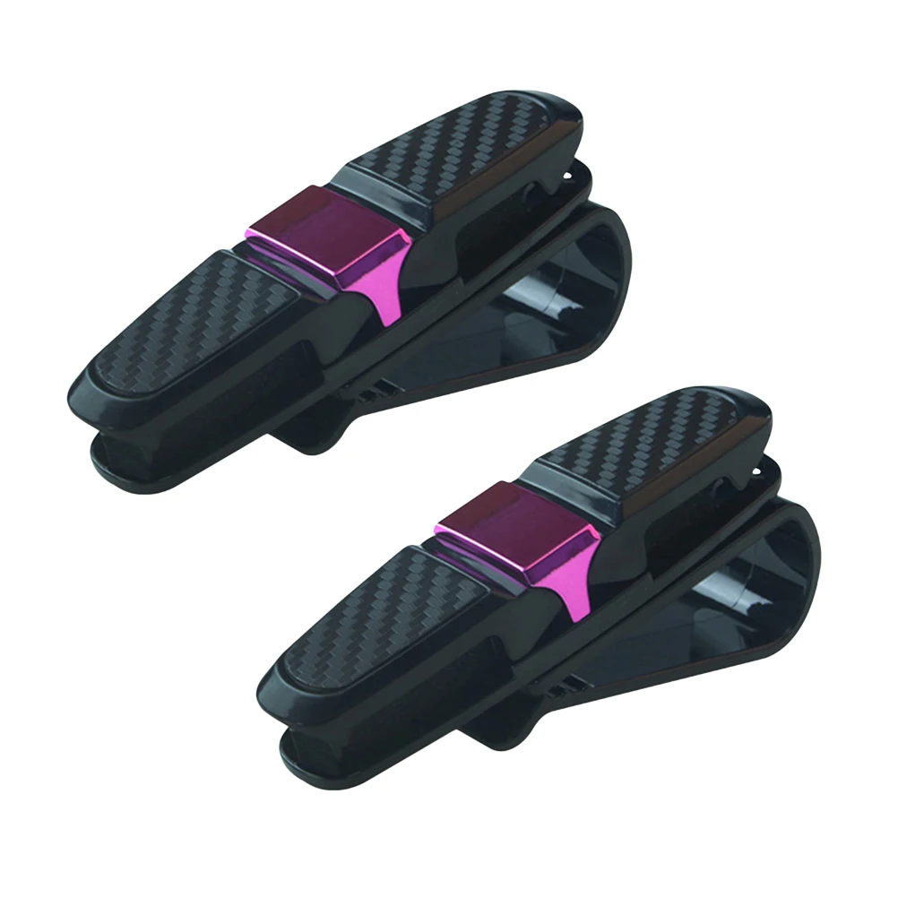 2 PCS Car Sun Visor Clip Holder Carbon Fiber Sunglasses Holder Clip Glasses Cage Storage Auto Accessories