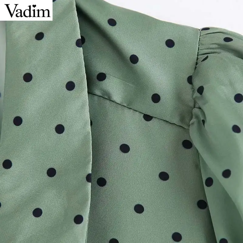 Женское элегантное платье vadim блуза в горошек с короткими рукавами рубашки с отложным воротником со стойкой Женская офисная одежда повседневные топы blusas LB657