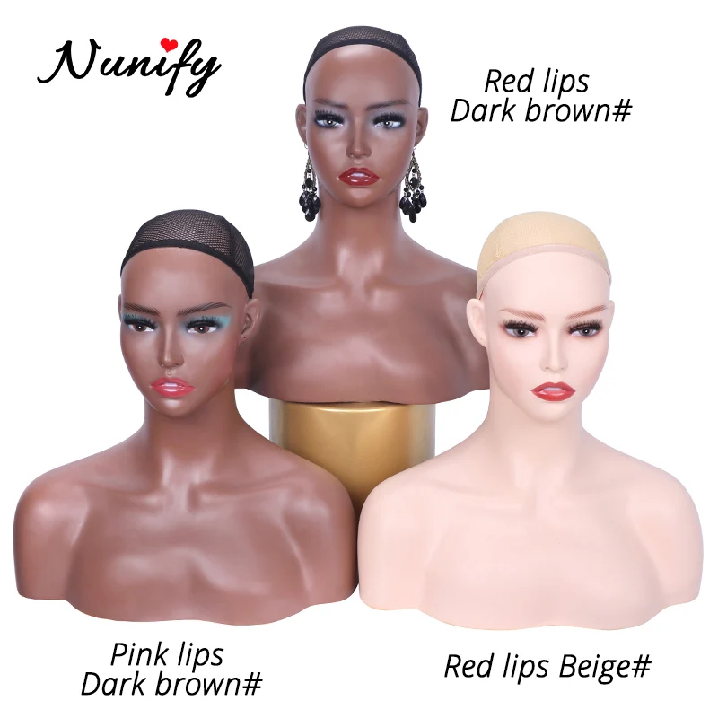 Nunify Black Lipstick Mannequin Head With Shoulders Body Double Shoulder  Pvc Training Mannequin Heads For Display Wigs Hat - AliExpress