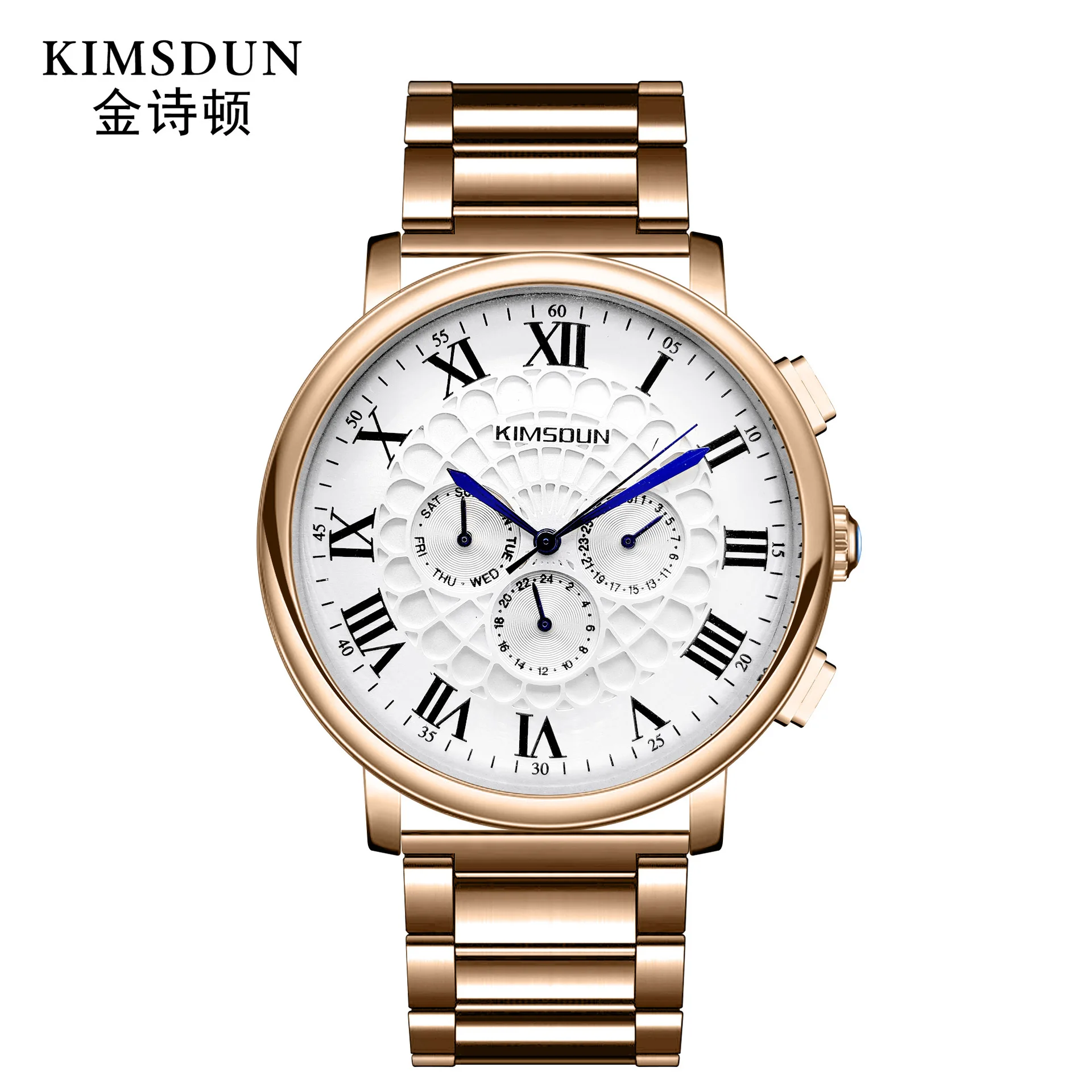 

Explosion Models Jin Shidun Watch Business Multi-function Three-eye Automatic Mechanical Watch Steel Belt Men's Watch