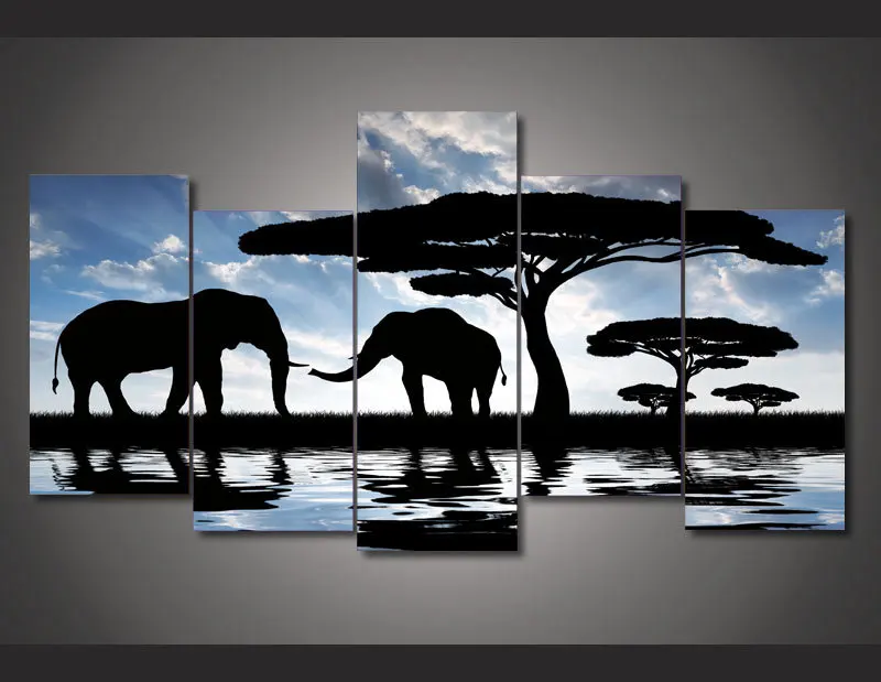Wall Pictures Africa Elephant Fleece Canvas Picture-XXL Images Art Print 001714p