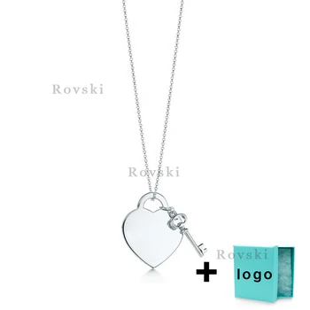

XL TFX TTFF Rllen Original Classic Silver Love Key Necklace Suitable for Women's Party Jewelry Wholesale Free Delivery.