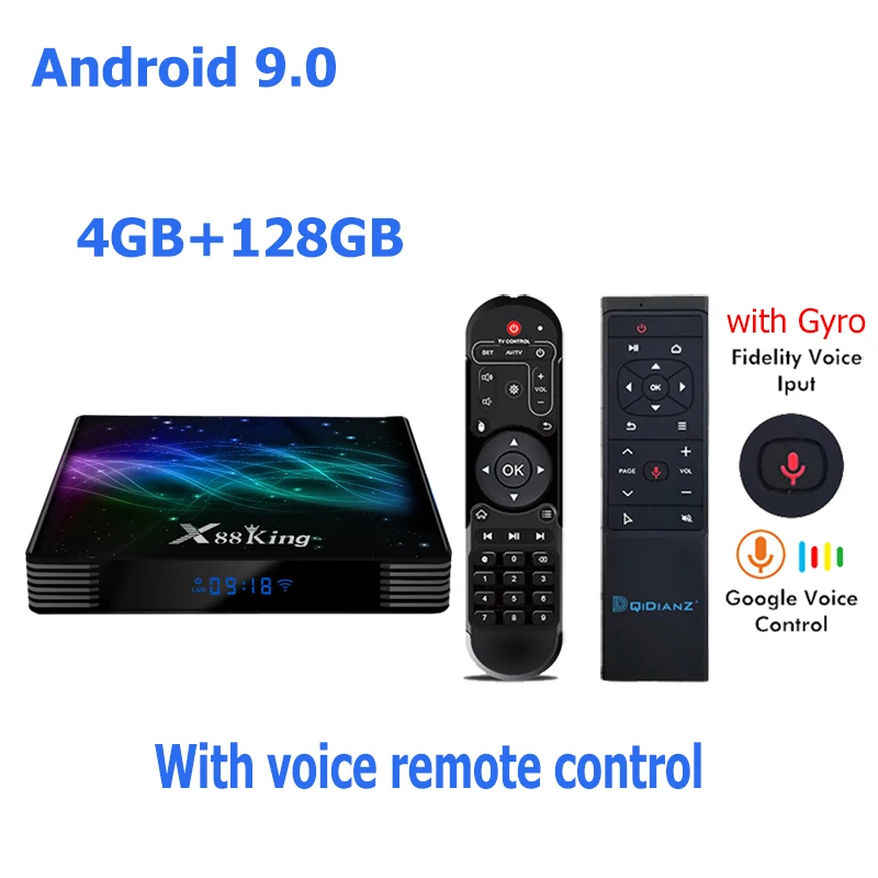 4G 128G MT12 Smart Android 9,0 ТВ приставка X88 King Amlogic S922X шестиядерный Mali-G52 MP6 Голосовая ТВ приставка 4K двойной Wifi BT Netflix быстрая приставка - Цвет: 4G 128G MT12