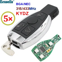 5 шт. умный дистанционный брелок без ключа 3 кнопки 315 МГц 433 МГц для Mercedes-Benz 2000+ Поддержка BGA/NEC с держателем батареи HU64
