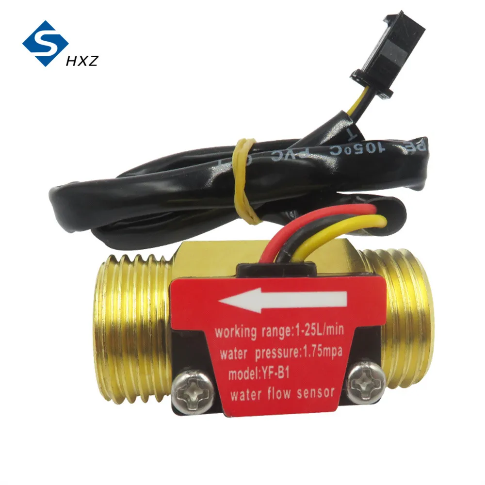 DC5-18V G1/2" Water Flow Sensor Hall Sensor Switch Industrial Flowmeter Water Flow 1-25L/min 1.75MPa Pressure YF-B1 water flow sensor