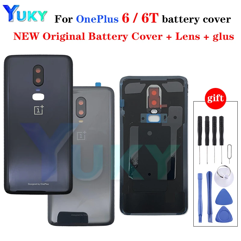Оригинальное стекло для OnePlus 6 6T Задняя Крышка батарейного отсека задняя крышка
