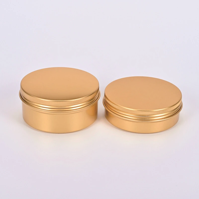 10Pcs 50/60/100/150ml Aluminum Round Refillable Bottles Tin Cans Box Gold Cream Jar Pot Case Screw Thread Lid Lip Balm Container | Красота и