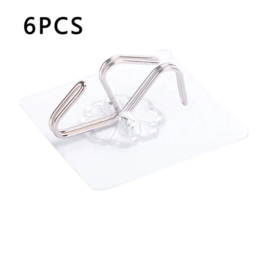 

6 PCS Non-Marking Screw Stickers Hanger Hook Suction Cup Adhesive Wall Vacuum Sucker Transparent Load Rack