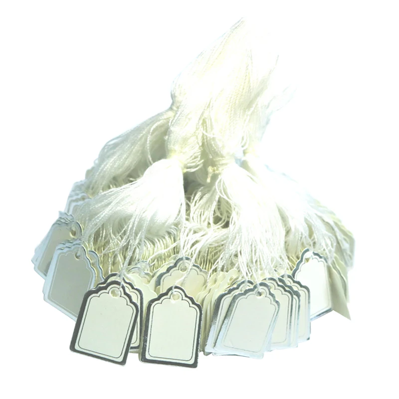 500 Pieces Jewelry Price Tags for Watch Clothing Display Supplies, White Square Price Marking Label with Silver Border