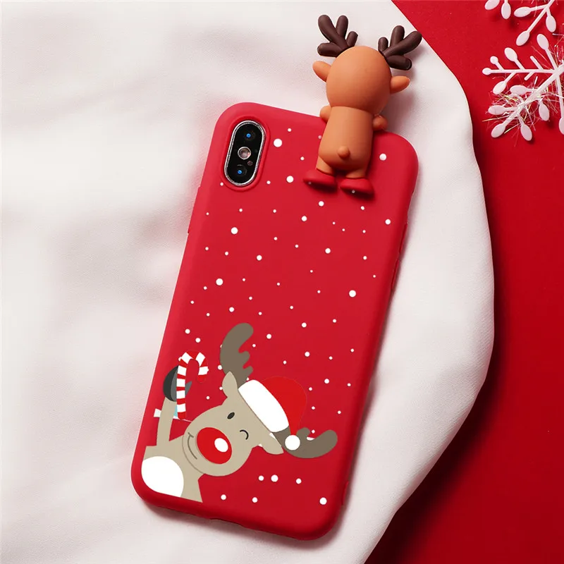 Мягкий чехол из ТПУ с рождественским оленем для iPhone 11 Pro XS MAX XR X 8 7 6 6S Plus 5 5S SE матовый чехол 3D с Санта Клаусом полярным медведем