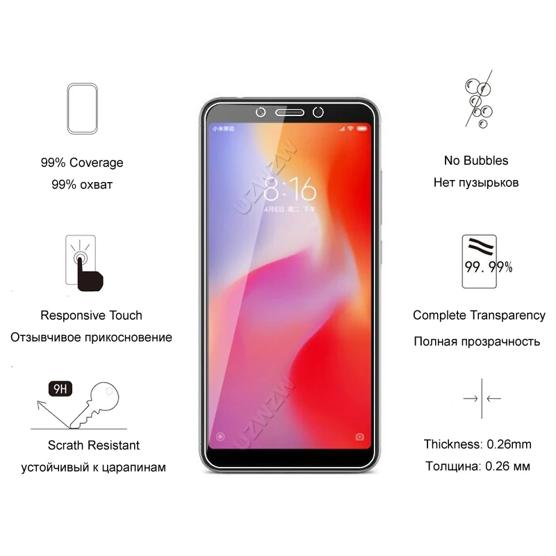 Для Xiaomi Redmi 6 Премиум 2.5D 0 26 мм Закаленное стекло протектор экрана для Redmi6 защитное