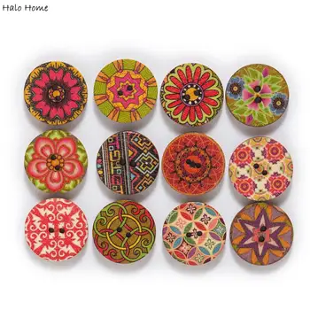 

50pcs Retro series Wood Buttons Handwork Sewing Scrapbook Clothing Crafts Accessories Gift Card Making DIY 15-25mm