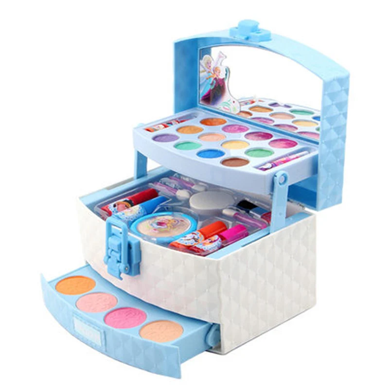 Disney-maletín de juguete de maquillaje para niñas, conjunto de caja de maquillaje de frozen 2, elsa, anna, Princesa, Blancanieves, juguete para regalo
