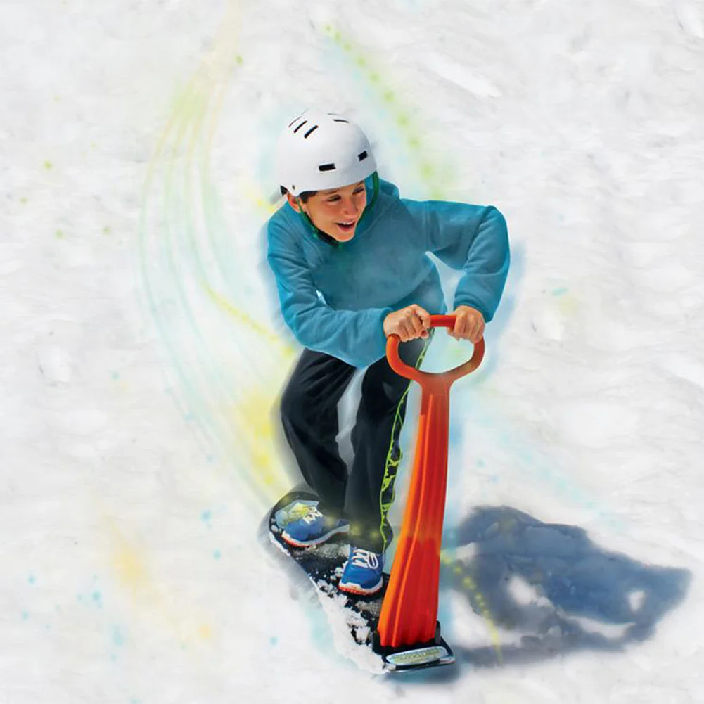 

Outdoor Adult Kids Skiing Snowboard Veneer Folding Scooter For Snow Sled Grip Handle Winter Playing Snow Equipment