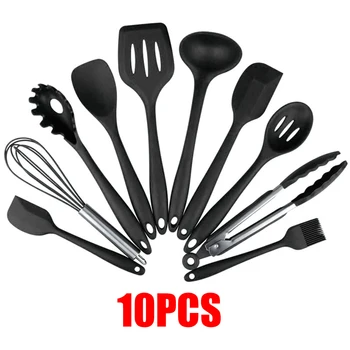 

10pcs Kitchen Utensil Set Silicone Spoon Baking Cooking&Baking Tools Non-Stick Oven Toaster Dishwasher Cabinet Steamer