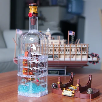 

1078Pcs Light Technic Idea Ship Boat In A Bottle Compatible lepinnglys 21313 playmobil Building Blocks Bricks Toys for Children