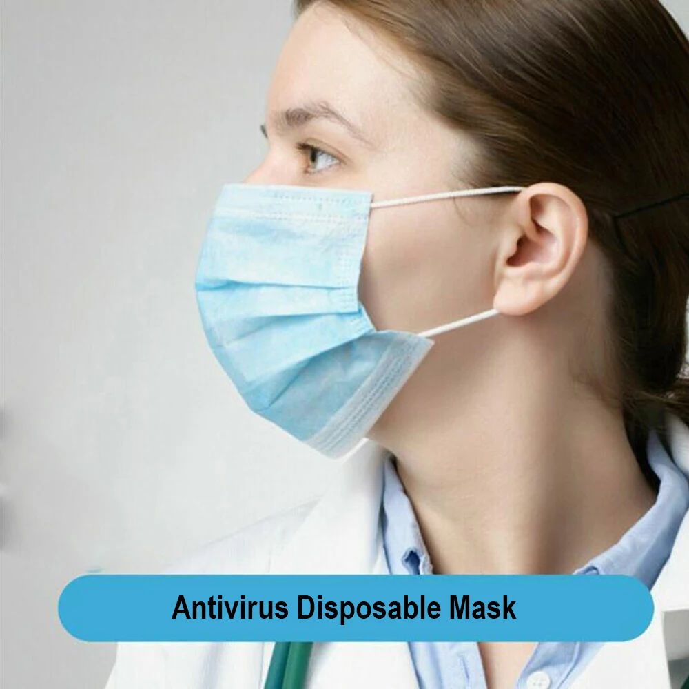 

50Pcs Antivirus 1 Disposable Mask Nonwove 3 Layer Ply Filter Mouth Dust anti virus n95 n94 ffps for face surgical Masks