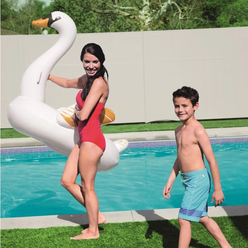 Детская игрушка для взрослых бассейн надувной белый золотой Лебедь бассейн плавает кататься на животное воздушный плот кровать