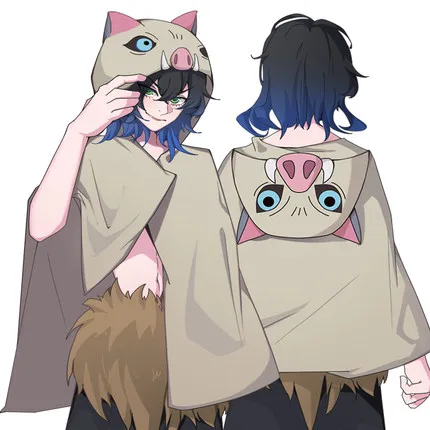 Новый демон убийца Kimetsu no Yaiba Косплей Cotumes Hashibira Inosuke плащ Свинья с капюшоном на