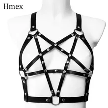 Готическая пентаграмма женские подвязки Бюстгальтер Панк подтяжки кожи БДСМ грудной бандаж Готический Бюстгальтер Клетка ремни для тела Клубная одежда для вечеринок