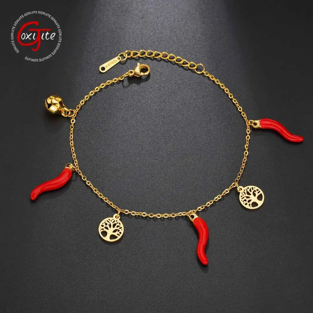 Goxijite полый Древо жизни браслет с подвеской для женщин queen Chili Bell 3 стиля браслет из нержавеющей стали лучший подарок