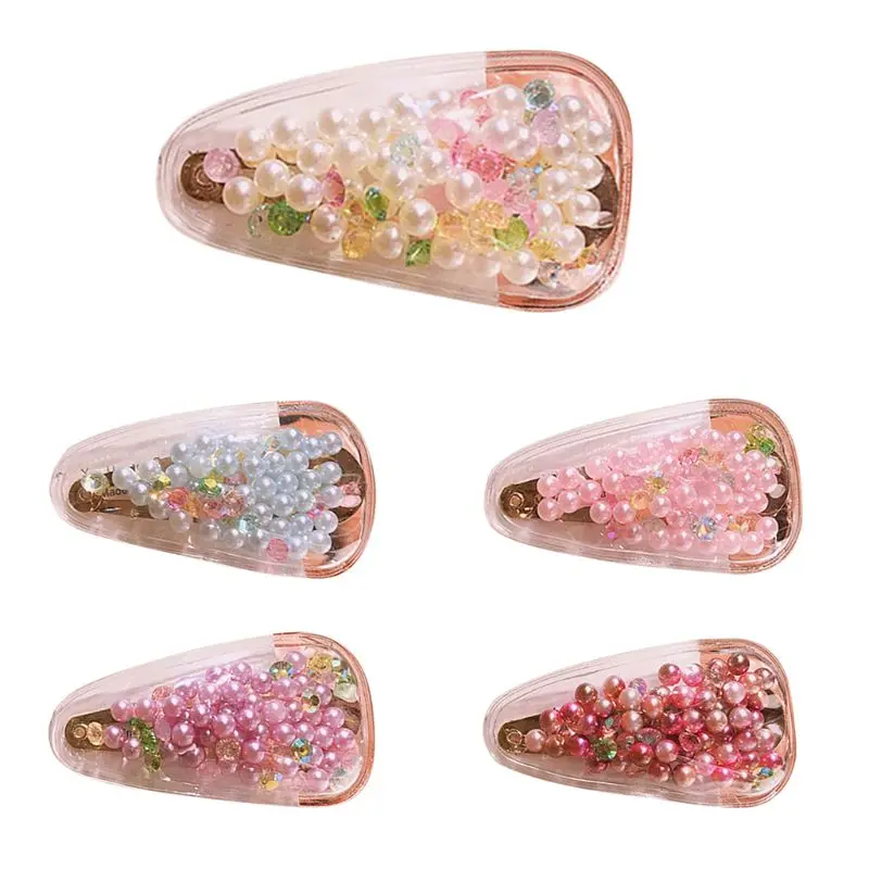 

Colorful Pearl Sequins Stuffed Hairpin Candy Color Clear PVC BB Hair Side Clip for Children Kids Babies Cute Hair Accessories