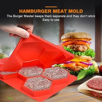 

Silicone 5-hole Burger Mould Hamburger Press Food-grade Diy Baking Square Burger Maker Mould Hamburger Patties Kitchen Tool