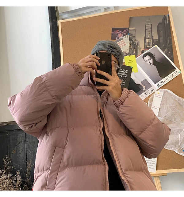 LAPPSTER Men Harajuku Colorful Bubble Coat Winter Jacket 2021 Mens Streetwear Hip Hop Parka Korean Black Clothes Puffer Jackets Pink