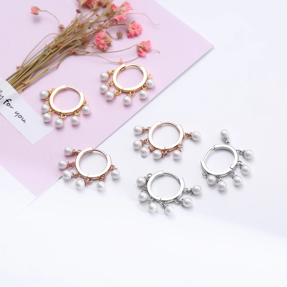 

Multi Beads Pearl Hoop Earring For Women Round Circle Gold Earrings Simple Wedding Party Jewelry Gift Christmas Aretes De Mujer