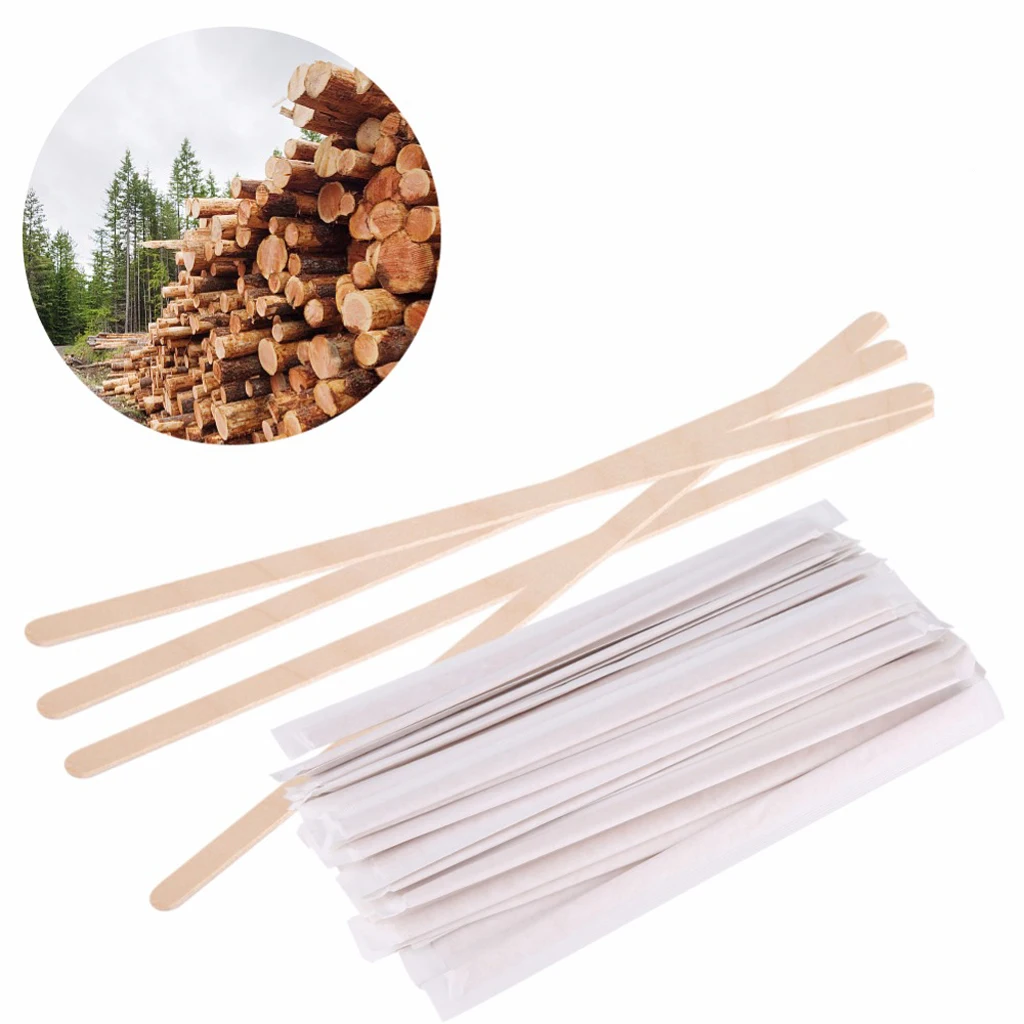 100 Pcs 140mm Disposable Wood Coffee Stirrer For Hot Cold Drink Beverage 5.5'' restaurants, bar, coffee shop, school, breakroom