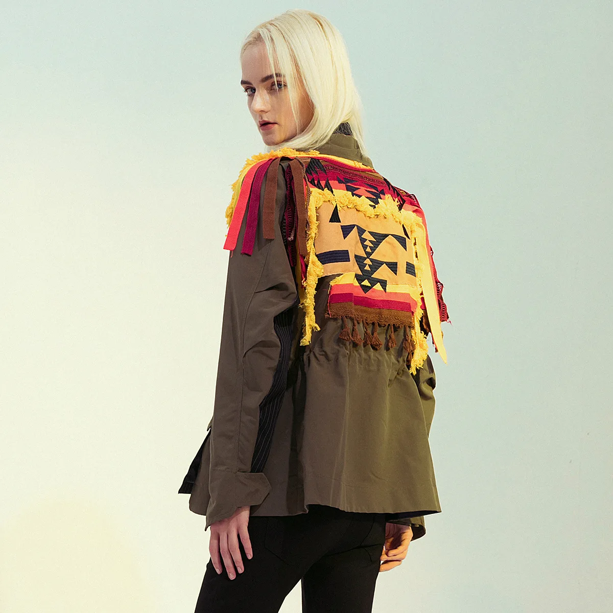 

A Variety of Webbing Tassels Stitching Contrast Color Combination Embroidery Can Be Waist Jacket Jacket Baseball Uniform