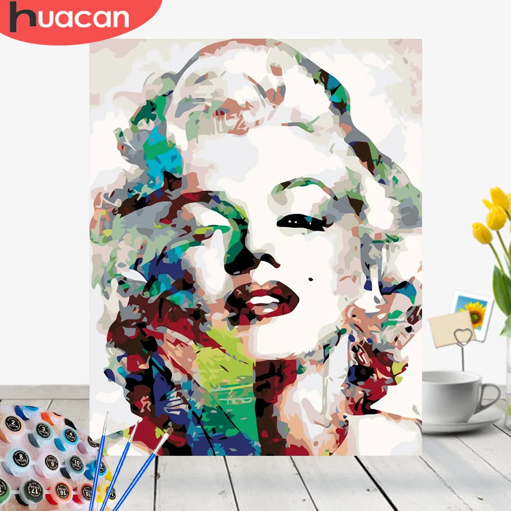 

HUACAN Painting By Numbers Marilyn Monroe Drawing Canvas HandPainted Figure Home Decor DIY Kits Oil Pictures By Numbers