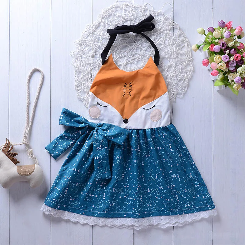 1 5Y Casual Girls Clothes Cute Toddler Kids Fox Dress Summer Sleeveless