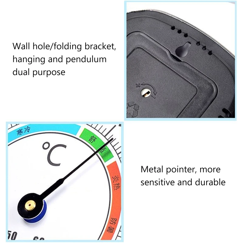 Analog Indoor/Outdoor Thermometer and Hygrometer with Stand - Battery-Free Humidity and Temperature Monitor