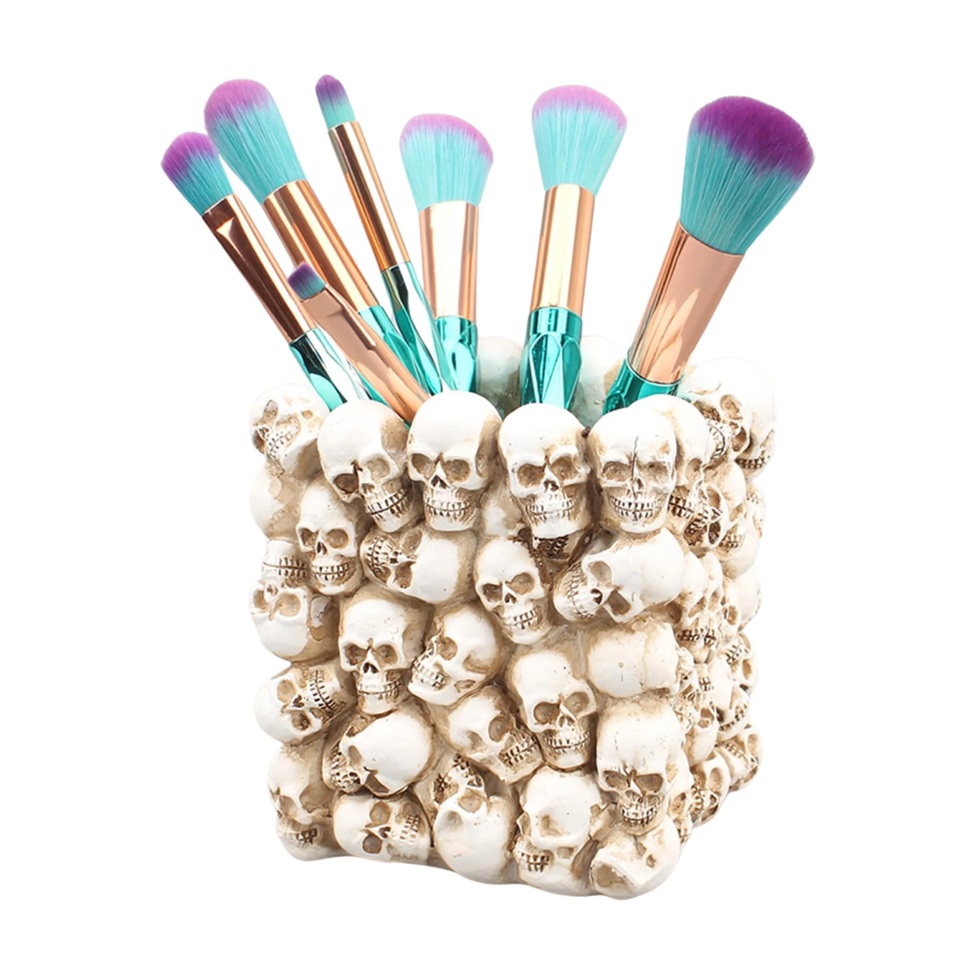 Resin 3D Skull Head Storage Box Figurine Skeleton Desk Ornament Home Office Organizers Makeup Pen Holder Stationery Container | Дом и сад