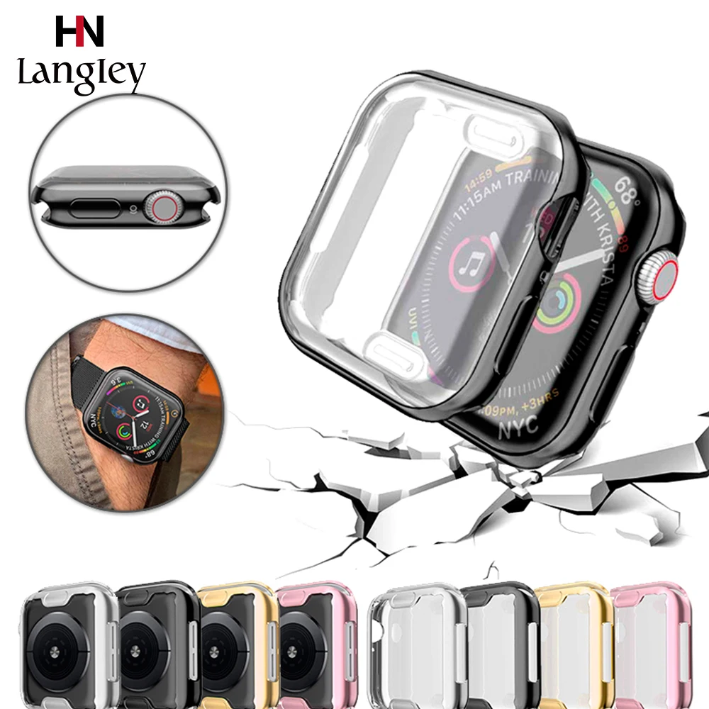 

40mm 44mm Watch Case Cover For Apple Watch Series 4 3 2 1 38mm 42mm TPU Screen Protector Soft Clear Case Watches Accessories
